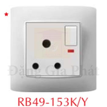 Ổ cắm 3 chấu 15A + Công tắc  RB49-153BK/Y